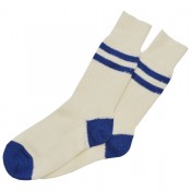 Merz b. Schwanen Socken gerippt mit Ringel, 2-fädig, nature/electric blue
