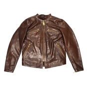 Thedi Leathers "Cafe Racer Jacket" Canneto Brown Cowhide