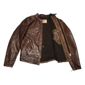 Thedi Leathers "Cafe Racer Jacket" Canneto Brown Cowhide