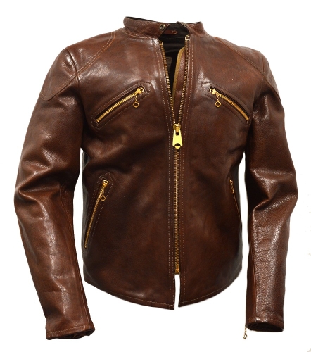 Thedi Leathers "Cafe Racer Jacket" Canneto Brown Cowhide M