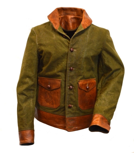 Thedi Leathers "Leder/Canvas Mix" oliv L