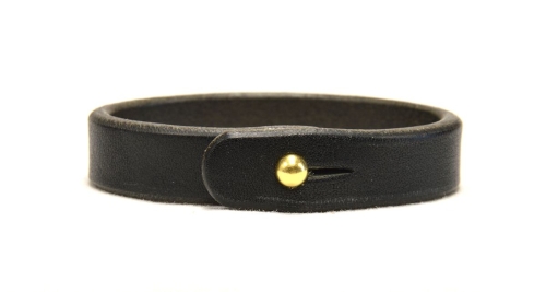 OBERWEIHER Lederarmband black/brass L (19 cm)