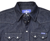 Schmales Blaumann Hemd Baumwolle/Hanf