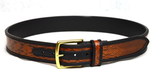 OBERWEIHER ORIGINAL Gürtel Schlangenleder Schwarz Messing