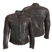ROKKER "Cafe Racer Leather Jacket" braun